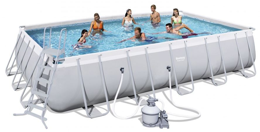 Каркасный прямоугольный бассейн Bestway 56471 BW, 671х366х132см, 26845л, песочный фильтр-насос, лестница, тент фото 1